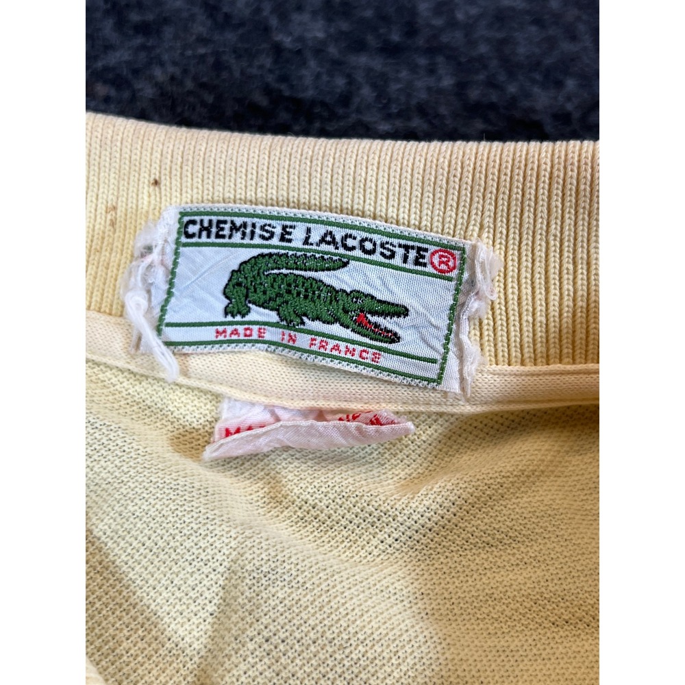 Vintage 70s Chemise Lacoste Yellow Cotton Pique Polo Shirt Mens XL Luxary France